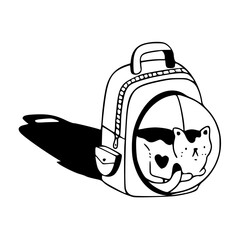 cat in pet carrier backpack illustration