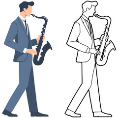 Naklejka premium Man Play Saxophone Illustration.