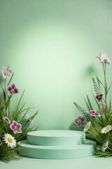 Green Podium with Wildflower Display