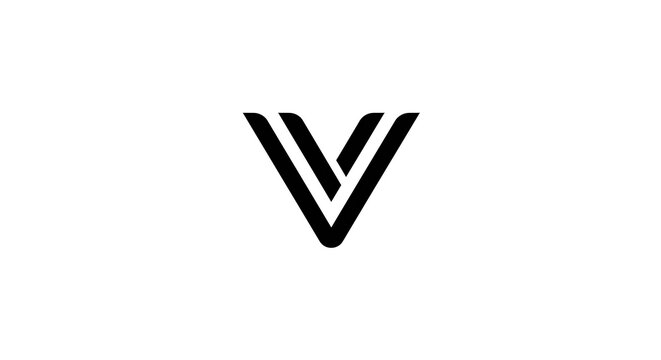 Simple Black and White Abstract Letter V Logo Design Concept