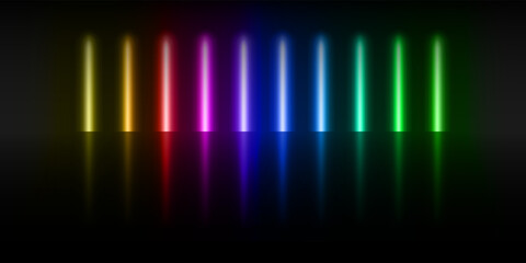 colorful light bar shines on the dark background.