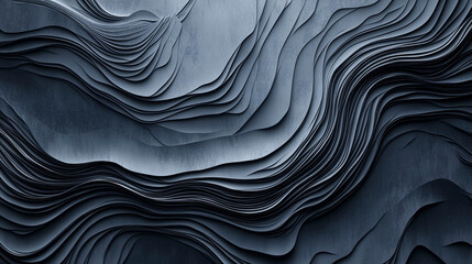 Obraz premium Blue Grey Geometric Topographic Layers with Smooth Curved Lines 