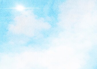 水彩で描いた空のイラスト