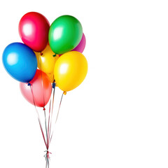 a vibrant cluster of colorful balloons in various shades including red blue green yellow and pink tied together with strings creating a festive and cheerful atmosphere