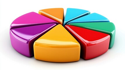 Obraz premium Colorful 3D Pie Chart Data Visualization