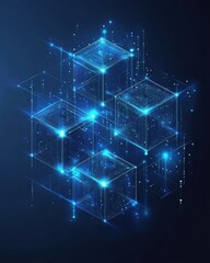 Obraz premium High-tech blockchain concept with interconnected nodes and glowing layers in a futuristic digital style Generative AI