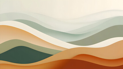 Abstract landscape with flowing curves and earthy tones