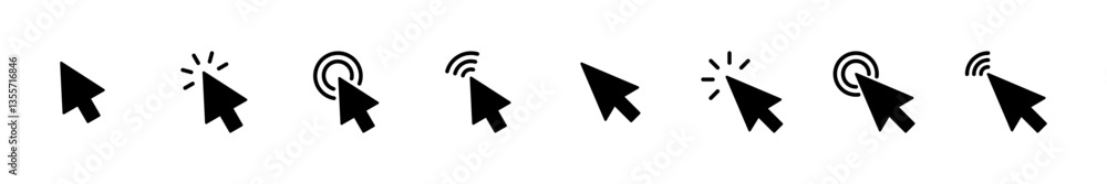 Poster click icon set. pointer arrow icon. cursor icon vector