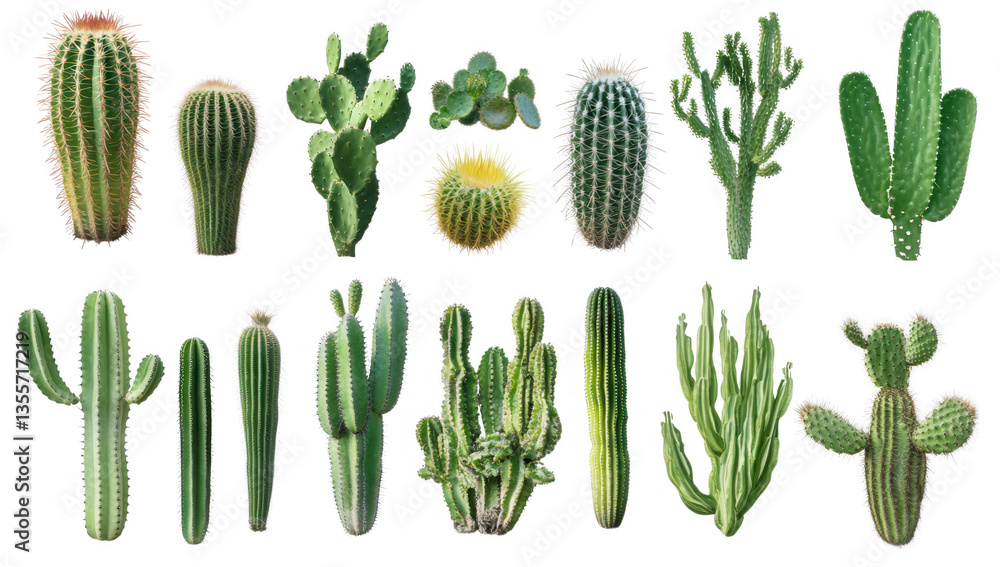 Poster a variety of cacti displaying different shapes sizes and textures it serves as a visual reference fo