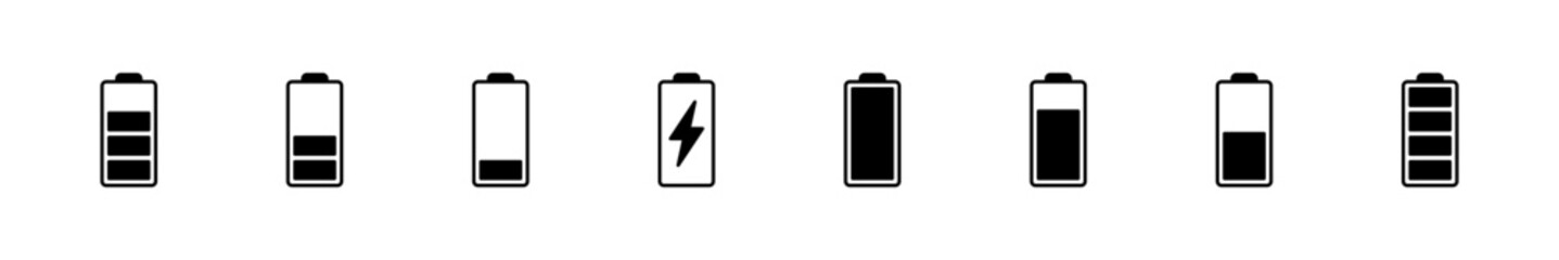 Battery icon set. battery charge level. battery charging icon