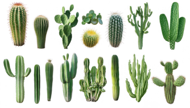 a variety of cacti displaying different shapes sizes and textures it serves as a visual reference for plant enthusiasts and designers
