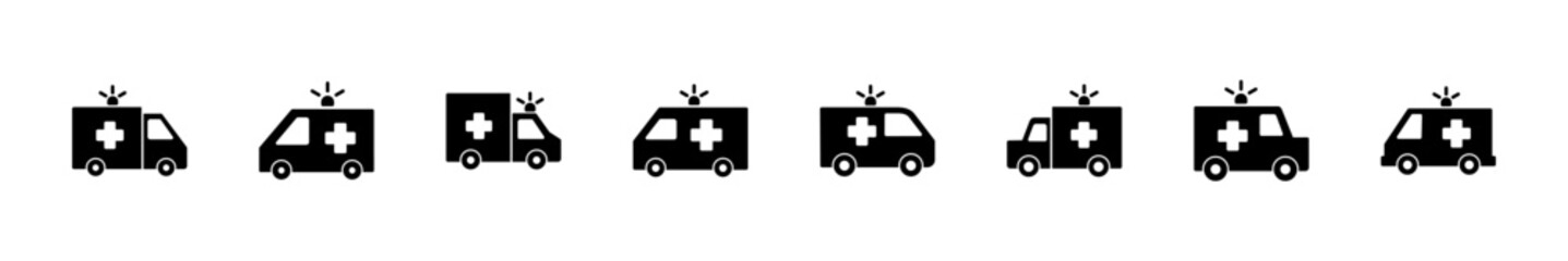 Ambulance icon set. ambulance truck icon vector. ambulance car