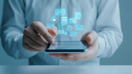 Digital communication features business office mobile interaction modern workspace user-centric technology advancement