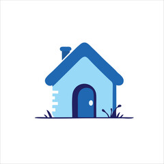 blue home icon logo with vector illustration