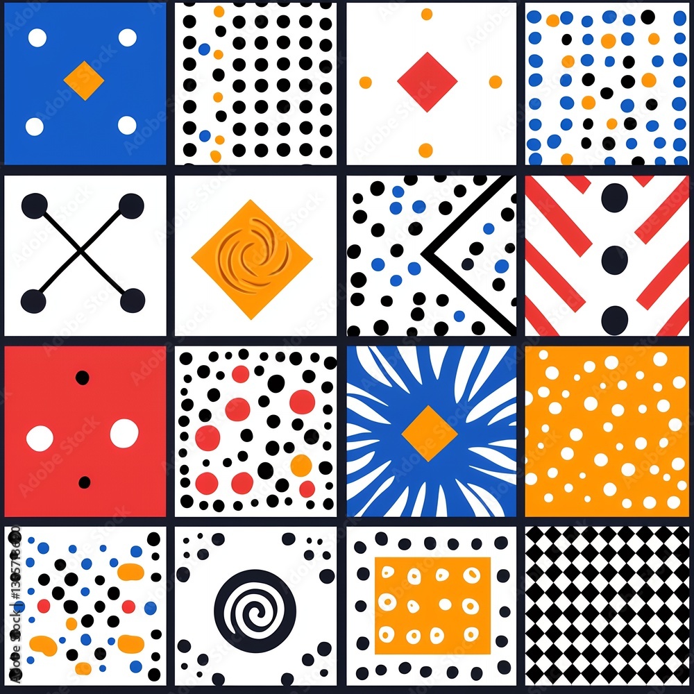 Poster abstract geometric colorful pattern design with squares and shapes