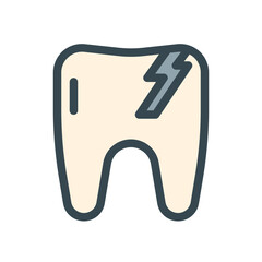 cracked tooth. This is a vector single icon with a filled outline style. Suitable for any purpose, such as website design, mobile app design, logo design, pattern design, etc.