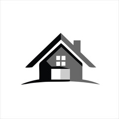 House icon logo with vector illustration with gray color