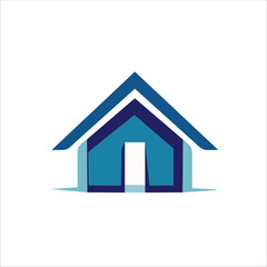blue house icon logo with vector illustration