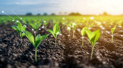 Plant growth innovation in agriculture field photography green environment close-up sustainable practices