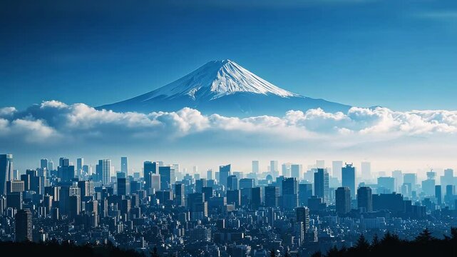 東京の高層ビルと富士山1