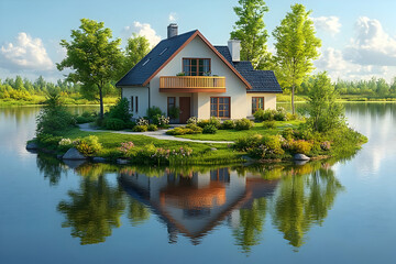 Obraz premium Lake House 3D Illustration