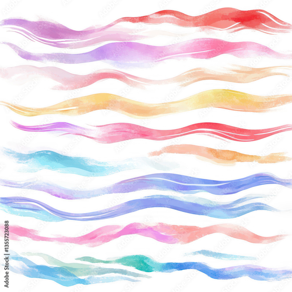 Poster colorful flowing brushstroke patterns in various shades creating a dynamic and artistic background i