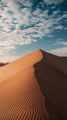 Golden Sand Dune Under Dramatic Sky in Desert Landscape