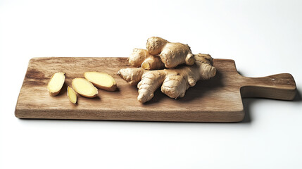 Fresh Ginger Root on Wooden Cutting Board &ndash; High-Quality Food Photography