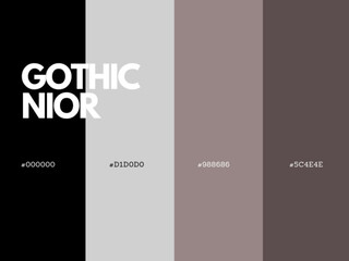 Gothic Noir Color Palette: Deep Blacks, Dark Purples, and Smoky Charcoal Tones.