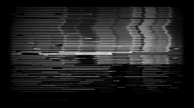 Glitch noise static television VFX. Visual video effects stripes background, tv screen noise glitch effect. Video background, transition effect for video editing, intro and logo reveals with sound