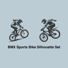 Fototapeta premium BMX Sports Bike Silhouette Set