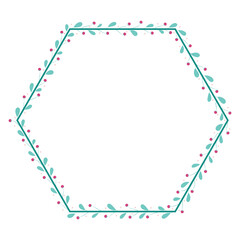 Hexagonal Wreath Frame With Green Leaves Decoration