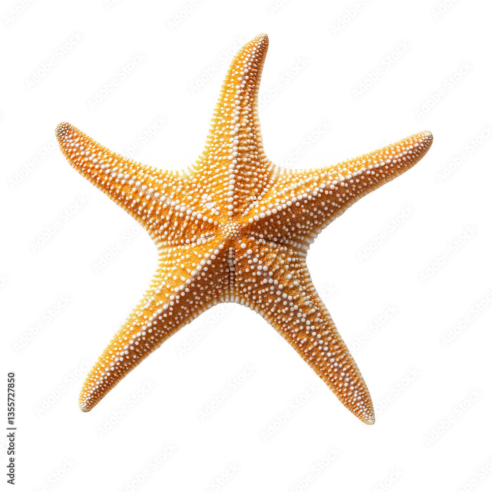 Poster a vibrant orange starfish with a textured surface showcasing its unique shape and patterns often fou