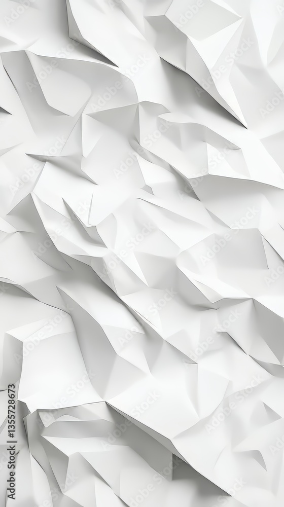 Poster abstract white geometric paper background with polygonal shapes and sharp lines in bright studio lig