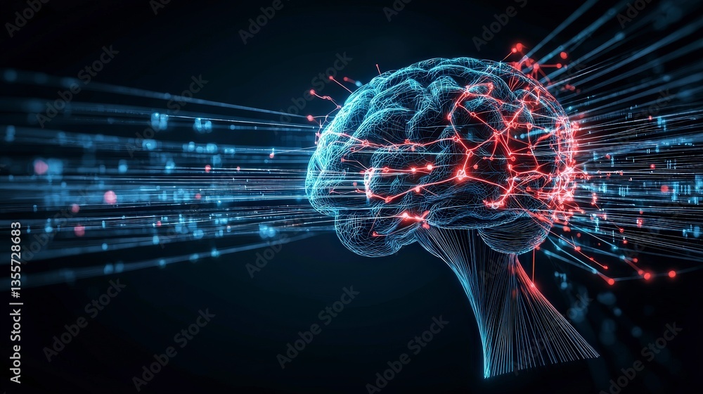 Aufkleber abstract brain neural network high resolution digital art