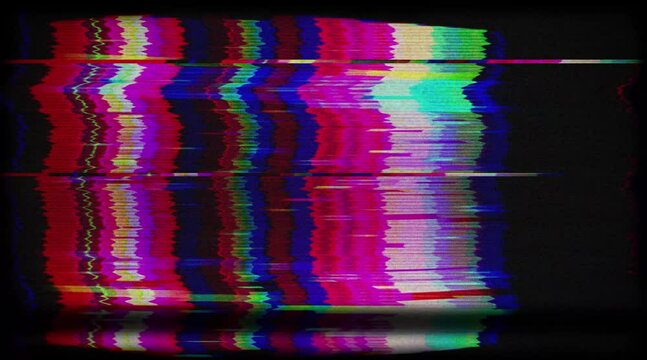 Glitch noise static television VFX. Visual video effects stripes background, tv screen noise glitch effect. Video background, transition effect for video editing, intro and logo reveals with sound