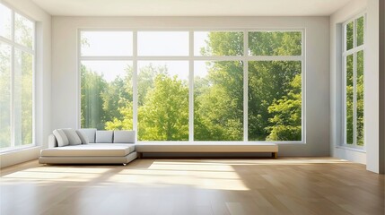 Obraz premium Minimalist Interior with Natural Light, Serene Minimalist Interior for Modern Living, Stylish Minimalist Interior with Indoor Plants