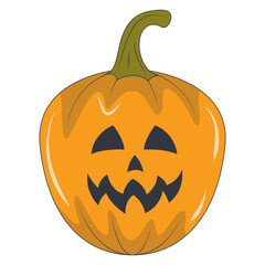 Illustration of Spooky Halloween Pumpkin Face. Isolated on White Background.