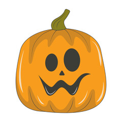 Illustration of Spooky Halloween Pumpkin Face. Isolated on White Background.