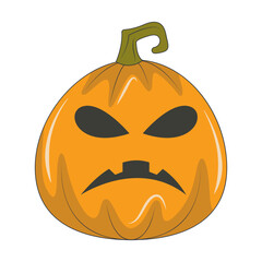 Illustration of Spooky Halloween Pumpkin Face. Isolated on White Background.
