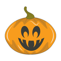 Illustration of Spooky Halloween Pumpkin Face. Isolated on White Background.