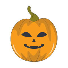 Illustration of Spooky Halloween Pumpkin Face. Isolated on White Background.