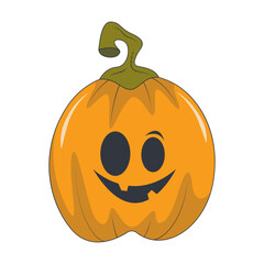 Illustration of Spooky Halloween Pumpkin Face. Isolated on White Background.