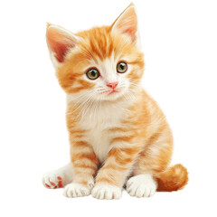 a cute orange and white kitten sits adorably showcasing its fluffy fur and bright eyes against a soft background. playful and innocent nature of young cats