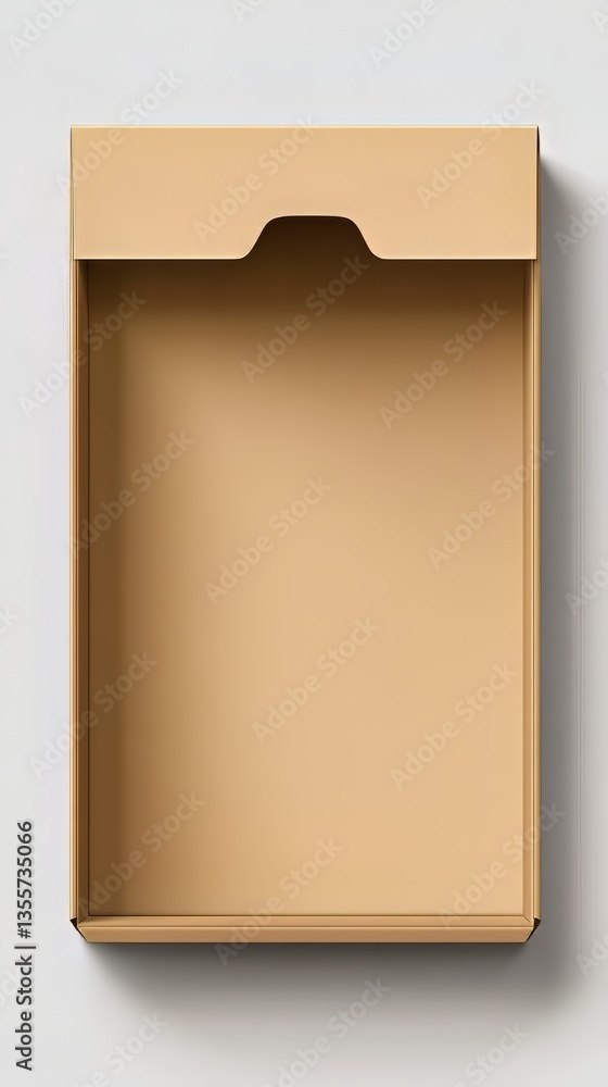 Poster empty beige container against a white background, with a minimal design and smooth texture.