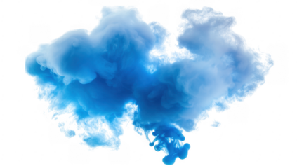 a vibrant cloud of blue ink swirls gracefully against a white background creating an artistic and dynamic visual effect. for creative projects backgrounds or abstract designs