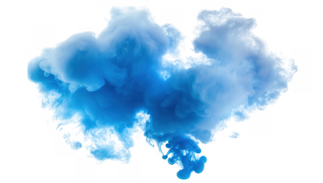 a vibrant cloud of blue ink swirls gracefully against a white background creating an artistic and dynamic visual effect. for creative projects backgrounds or abstract designs