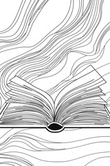 Geometric line art a book open, minimalist interpretation knowledge and learning