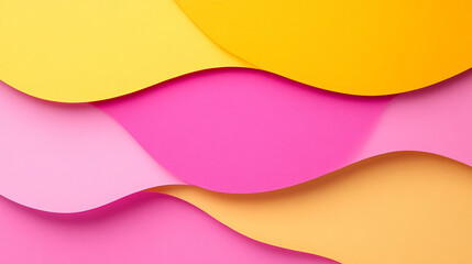 Colorful layered paper waves in pink and yellow hues