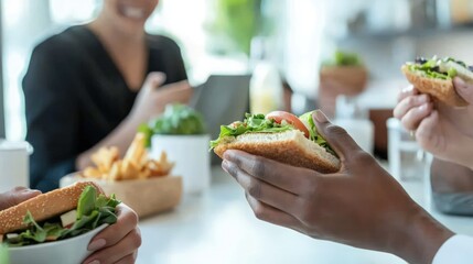 Delicious Veggie Sandwiches Shared during a Casual Lunch Meeting